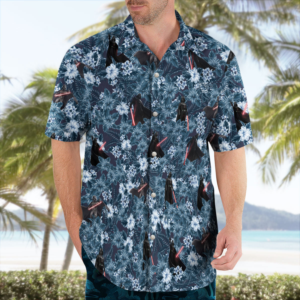 Tropical Hibiscus Dark Hero Aloha Hawaiian Shirt