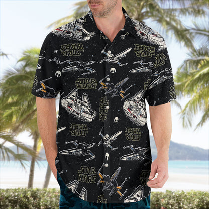 Galactic Spaceships Aloha Hawaiian Shirt
