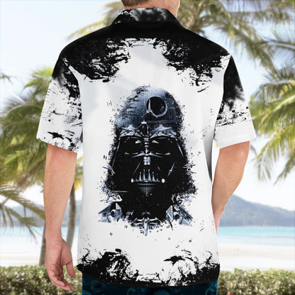 Black White Space Station Aloha Hawaiian Shirt