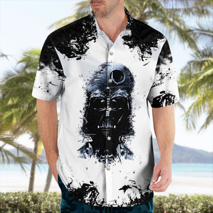 Black White Space Station Aloha Hawaiian Shirt