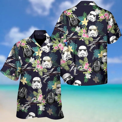 Tropical Floral Dark Hero Hawaiian Shirt