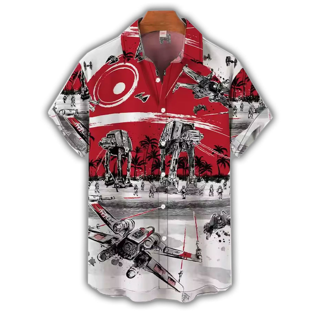Red Star Wars Battle Hawaiian Shirt Tropical Force Style