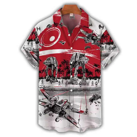 Red Star Wars Battle Hawaiian Shirt Tropical Force Style