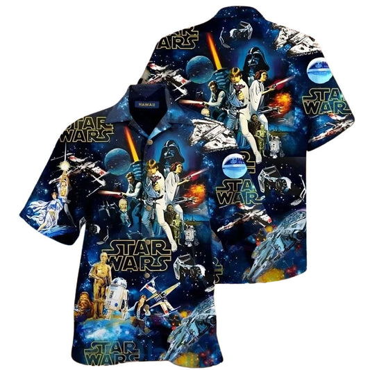 Classic Star Wars Galaxy Collage Hawaiian Shirt