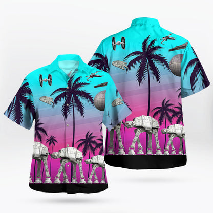 Tropical Sunset Galactic Battle Aloha Hawaiian Shirt