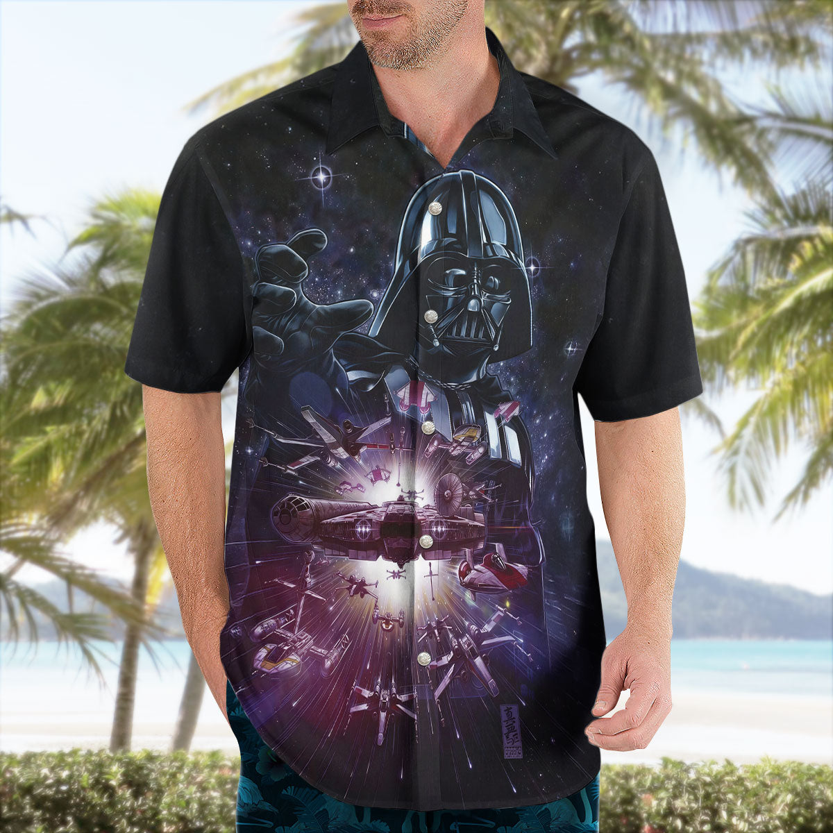 Galactic Space Dark Hero Aloha Hawaiian Shirt