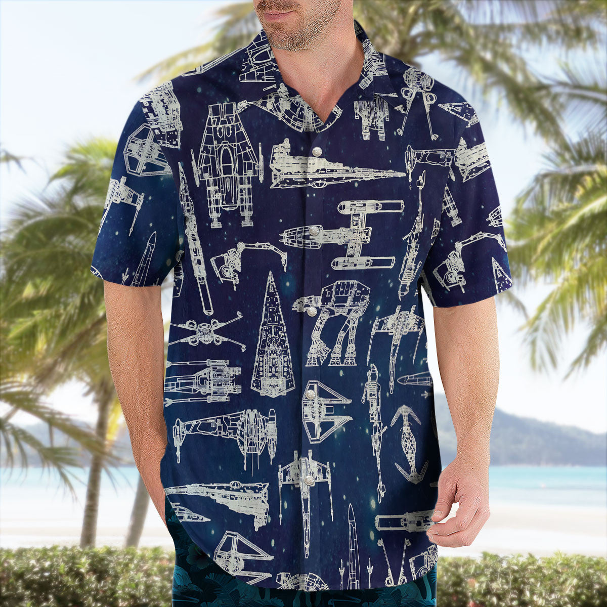 Blueprint Aloha Pattern Hawaiian Shirt