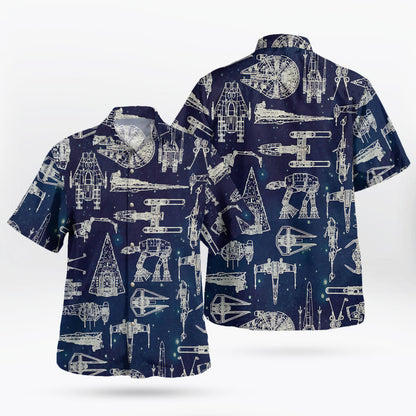 Blueprint Aloha Pattern Hawaiian Shirt
