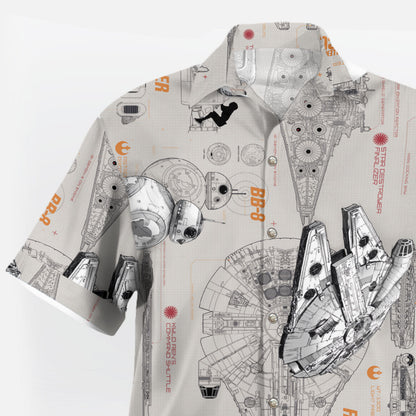 Galactic Spaceship Blueprint Hawaiian Shirt