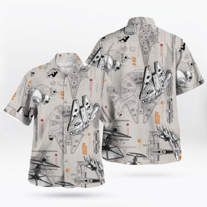 Galactic Spaceship Blueprint Hawaiian Shirt