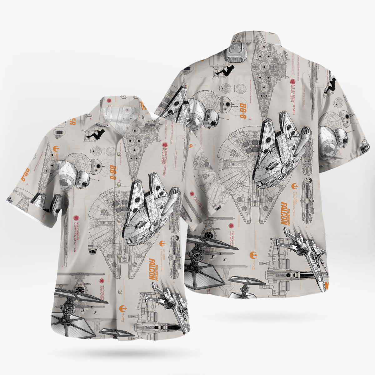 Galactic Spaceship Blueprint Hawaiian Shirt