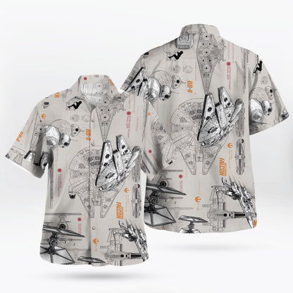 Galactic Spaceship Blueprint Hawaiian Shirt
