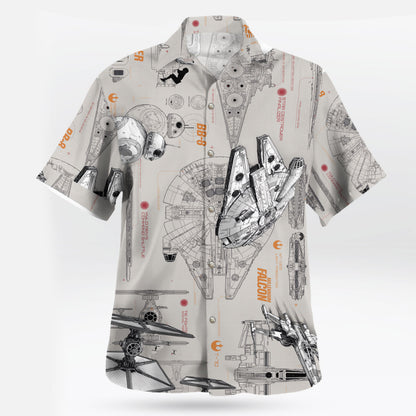 Star Wars Spaceship Blueprint Hawaiian Shirt