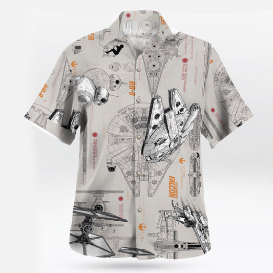 Star Wars Spaceship Blueprint Hawaiian Shirt