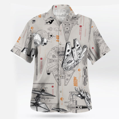 Star Wars Spaceship Blueprint Hawaiian Shirt