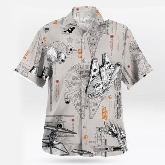 Star Wars Spaceship Blueprint Hawaiian Shirt