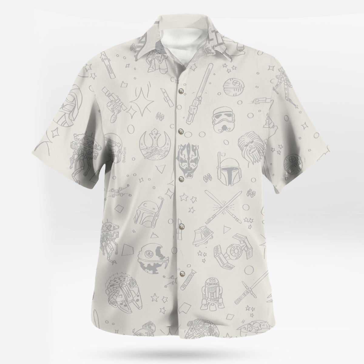 Star Wars White Hawaiian Shirt Minimalist Style