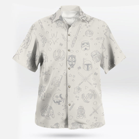 Star Wars White Hawaiian Shirt Minimalist Style