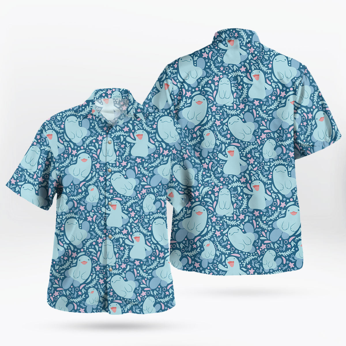 Blue Ocean Creature Pattern Hawaiian Shirt
