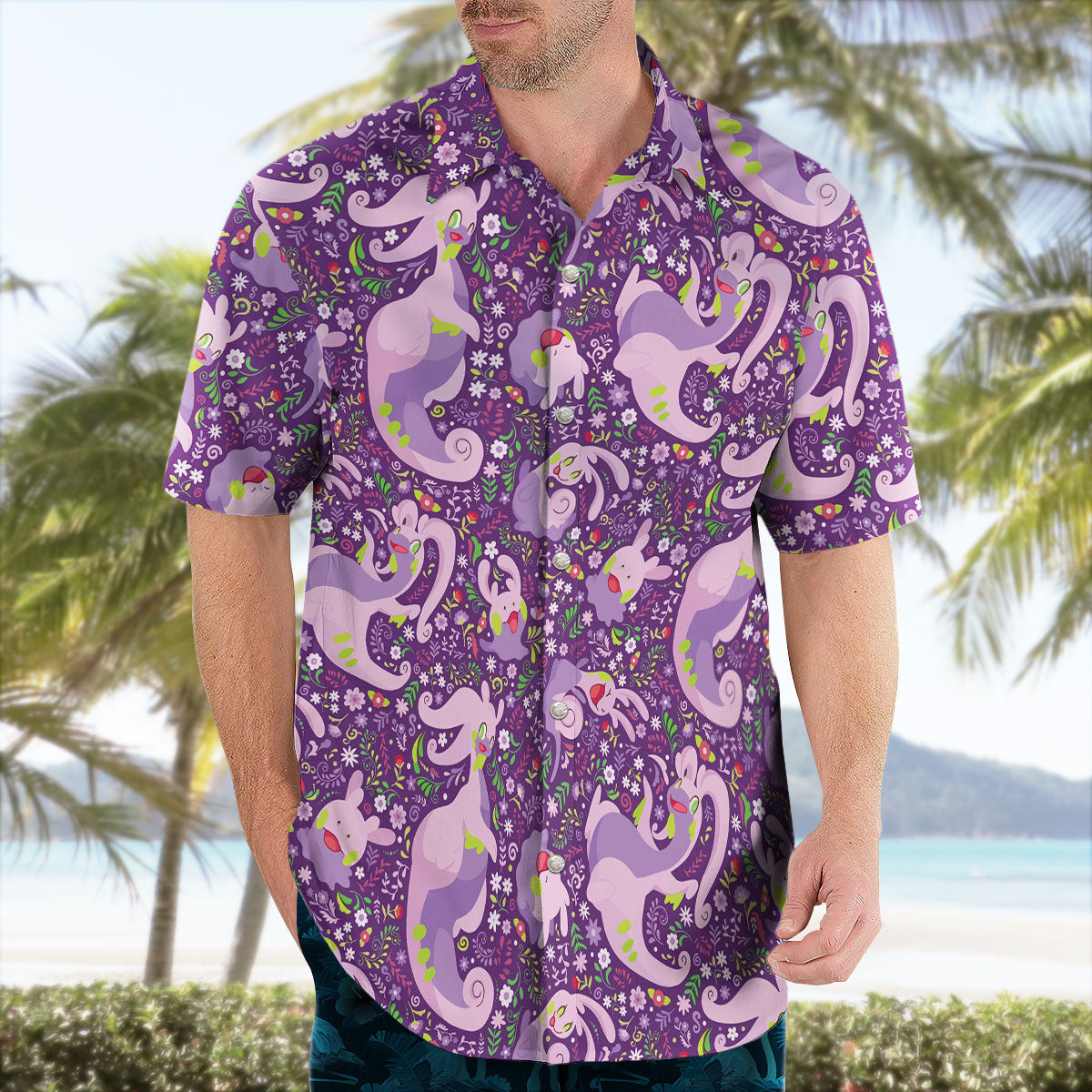 Purple Floral Tropical Hawaiian Shirt