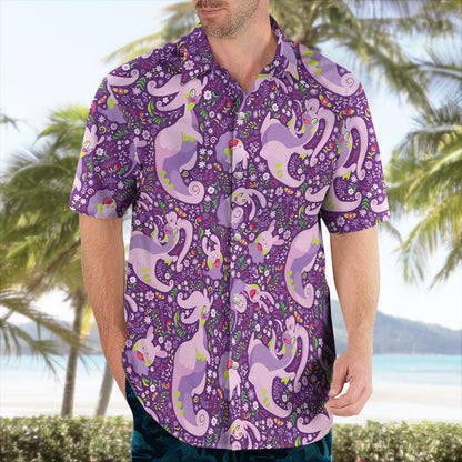 Purple Floral Tropical Hawaiian Shirt