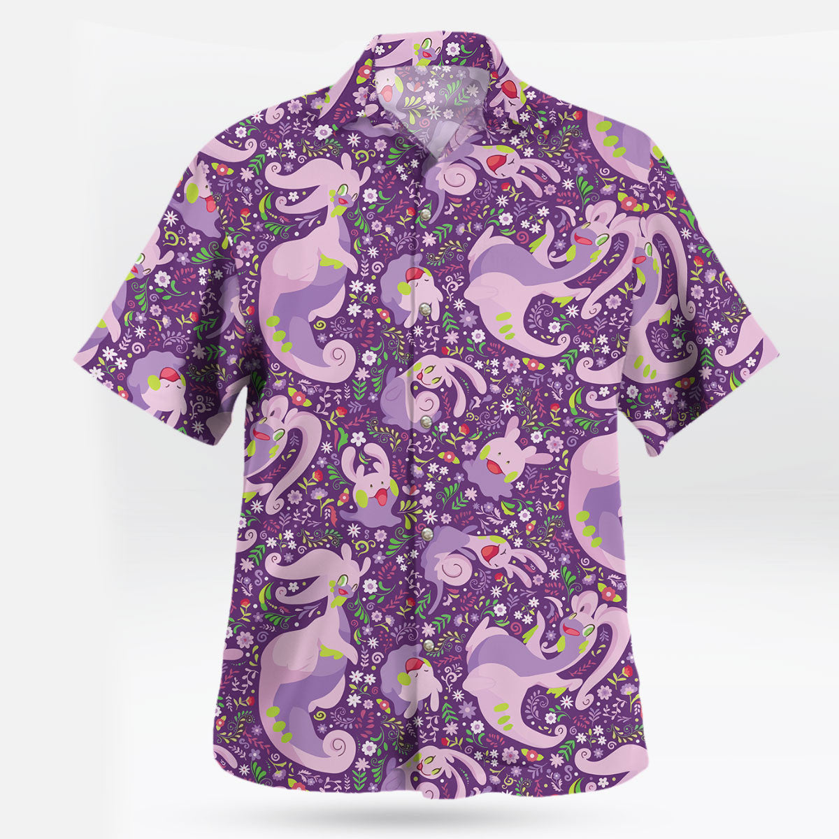 Pokemon Goodra Purple Floral Hawaiian Shirt