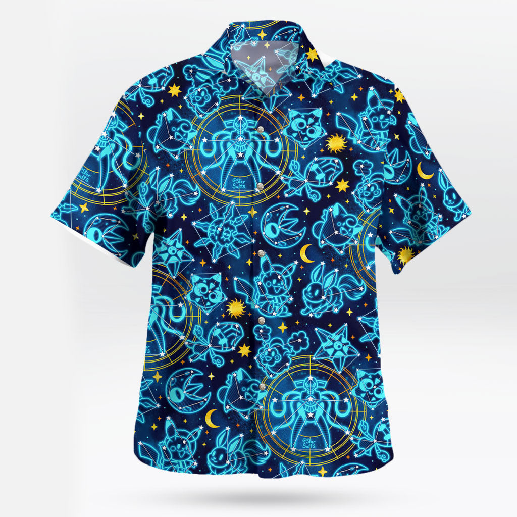Space Celestial Pokemon Hawaiian Shirt Cosmic Style for Anime Fans
