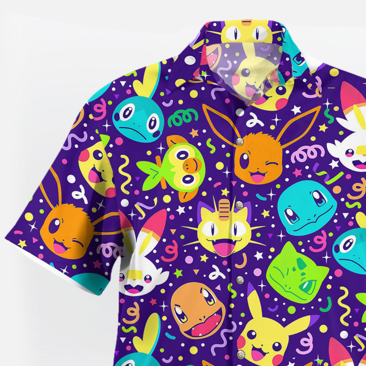 Party Faces Neon Purple Hawaiian Shirt