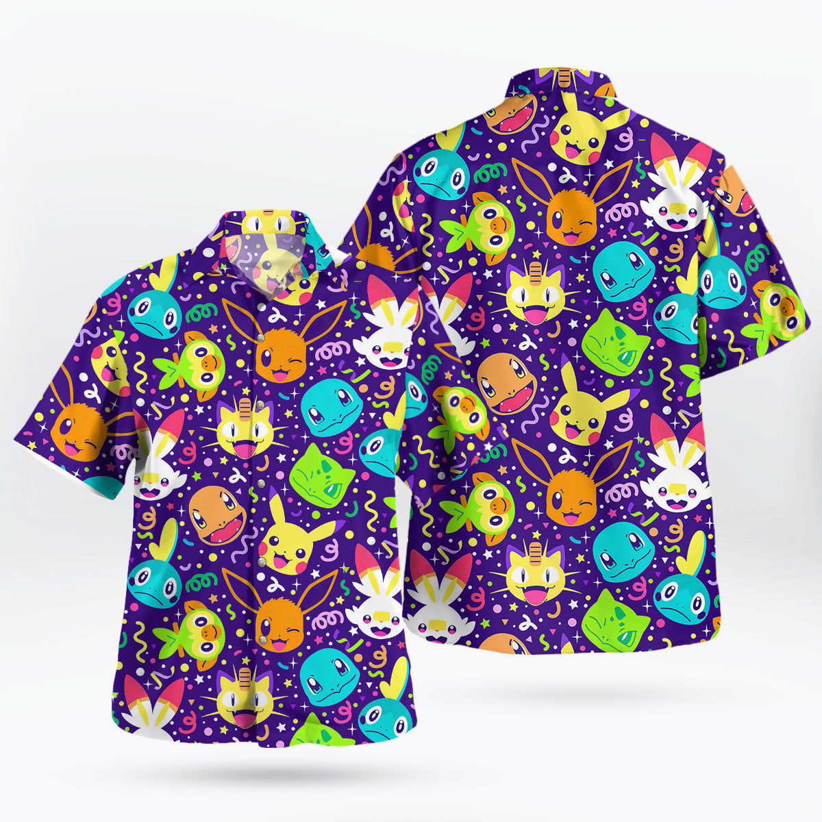 Party Faces Neon Purple Hawaiian Shirt