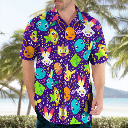 Party Faces Neon Purple Hawaiian Shirt
