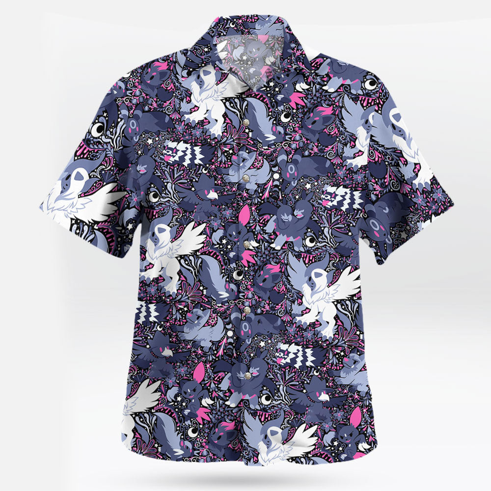 Night Slash Pokemon Hawaiian Shirt Dark Tone Battle Style