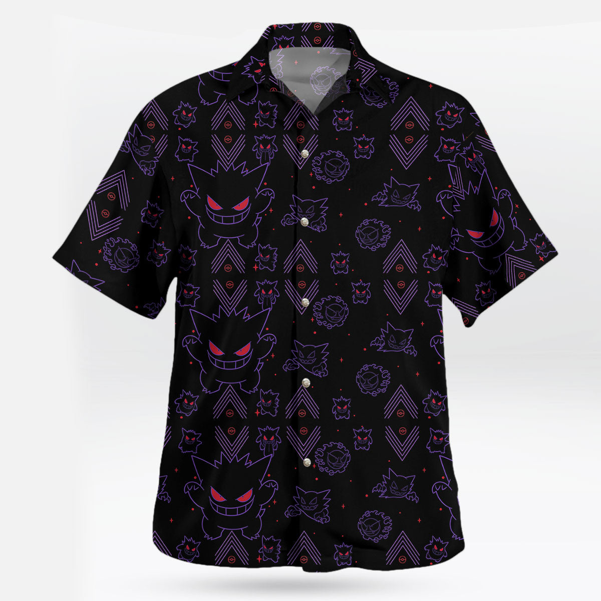 Pokémon Gengar Neon Shadow Tropical Hawaiian Shirt