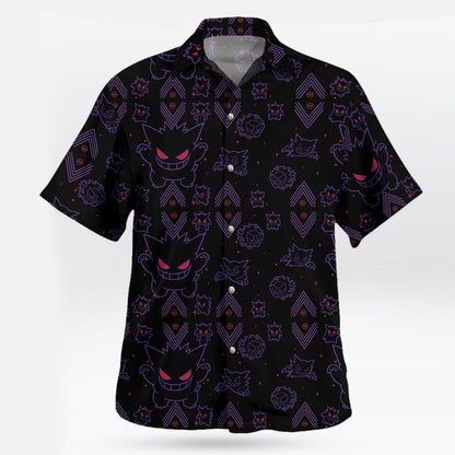 Pokémon Gengar Neon Shadow Tropical Hawaiian Shirt