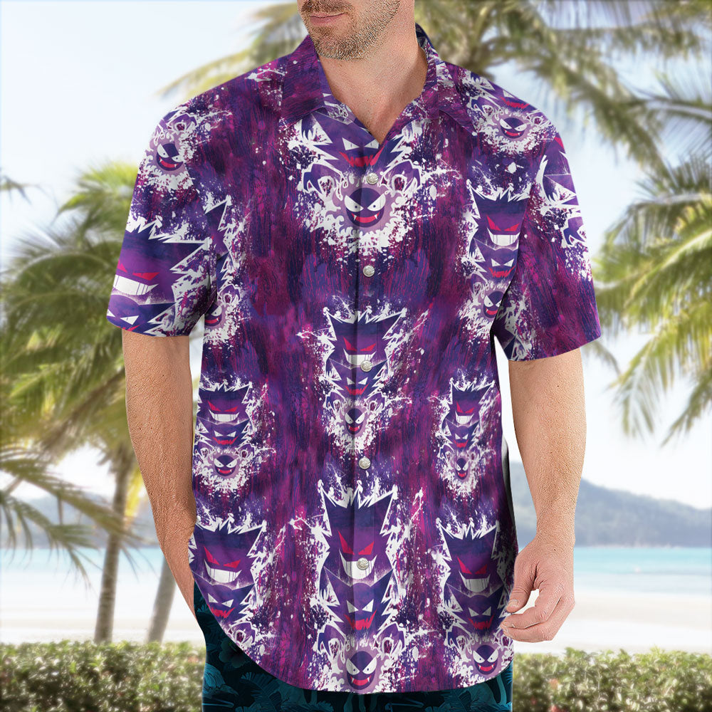 Shadow Ghost Anime Tropical Print Hawaiian Shirt