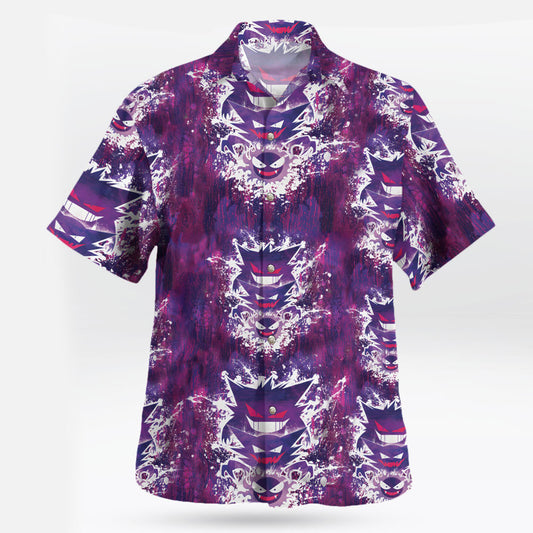 Shadow Gengar Pokemon Hawaiian Shirt Anime Tropical Print