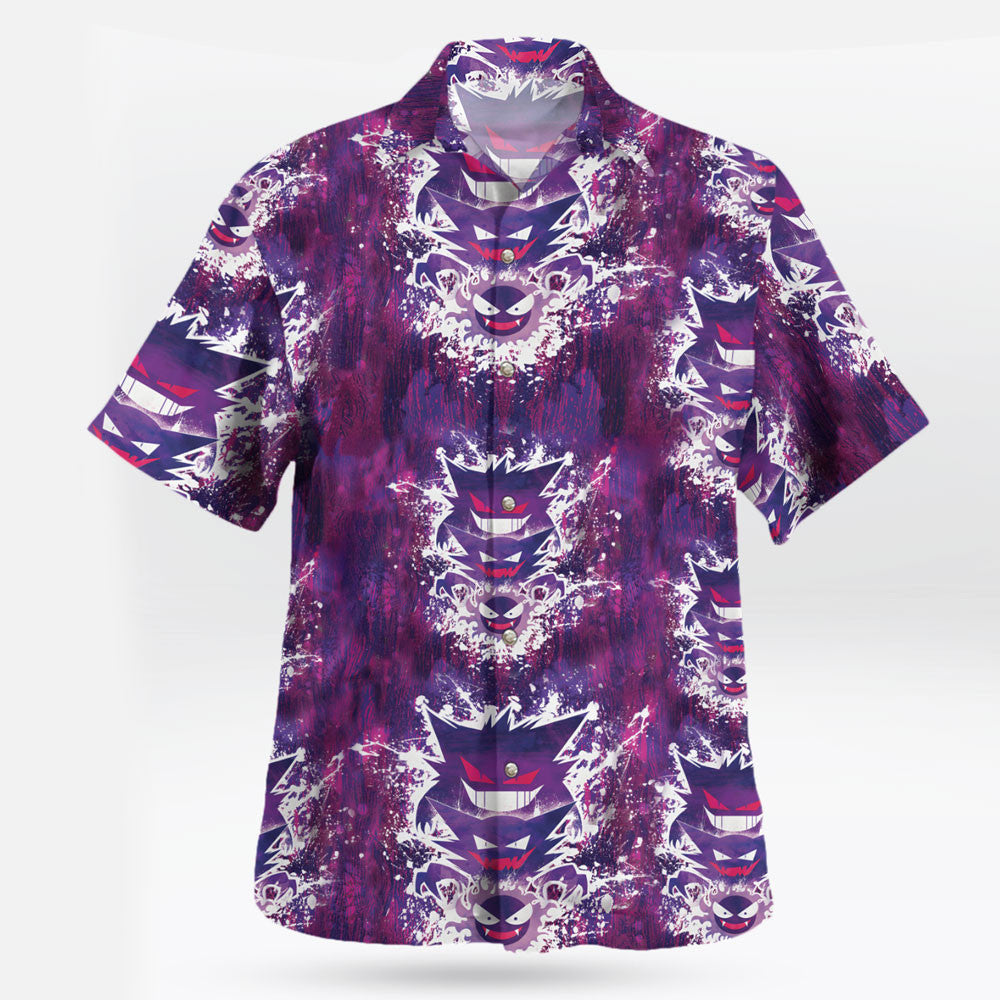 Shadow Gengar Pokemon Hawaiian Shirt Anime Tropical Print