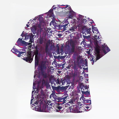 Shadow Gengar Pokemon Hawaiian Shirt Anime Tropical Print