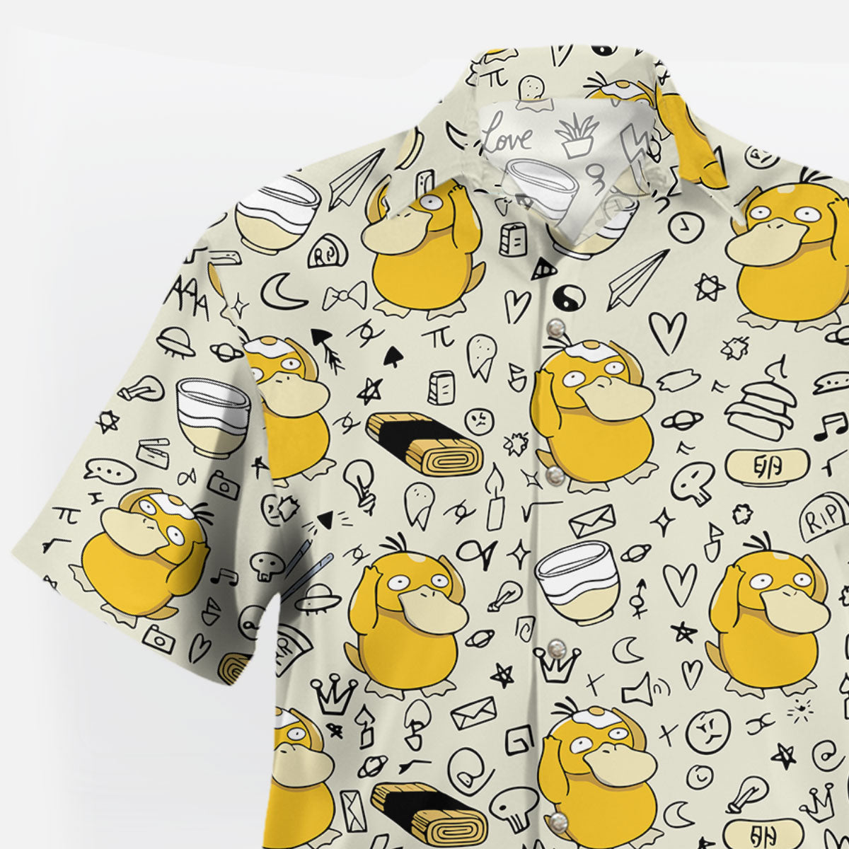 Cream Doodle Pattern Hawaiian Shirt