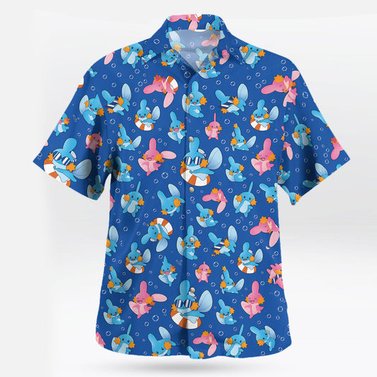 Mudkip and Wooper Summer Splash Pokemon Hawaiian Shirt