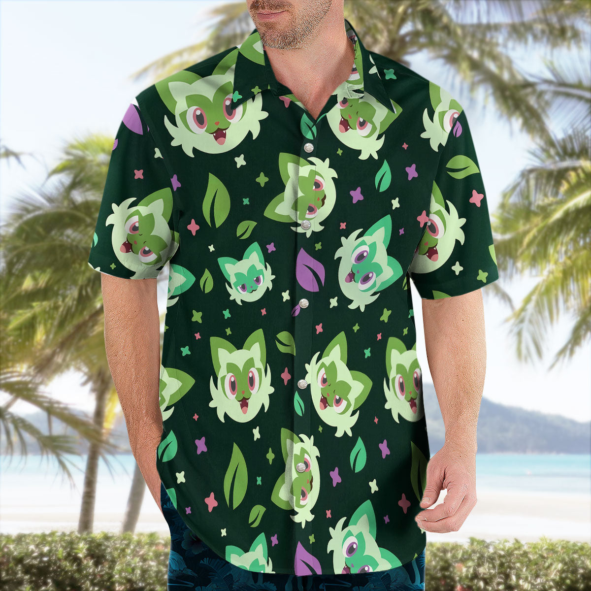 Green Aloha Pattern Hawaiian Shirt