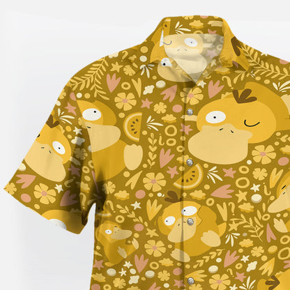 Mustard Yellow Floral Hawaiian Shirt
