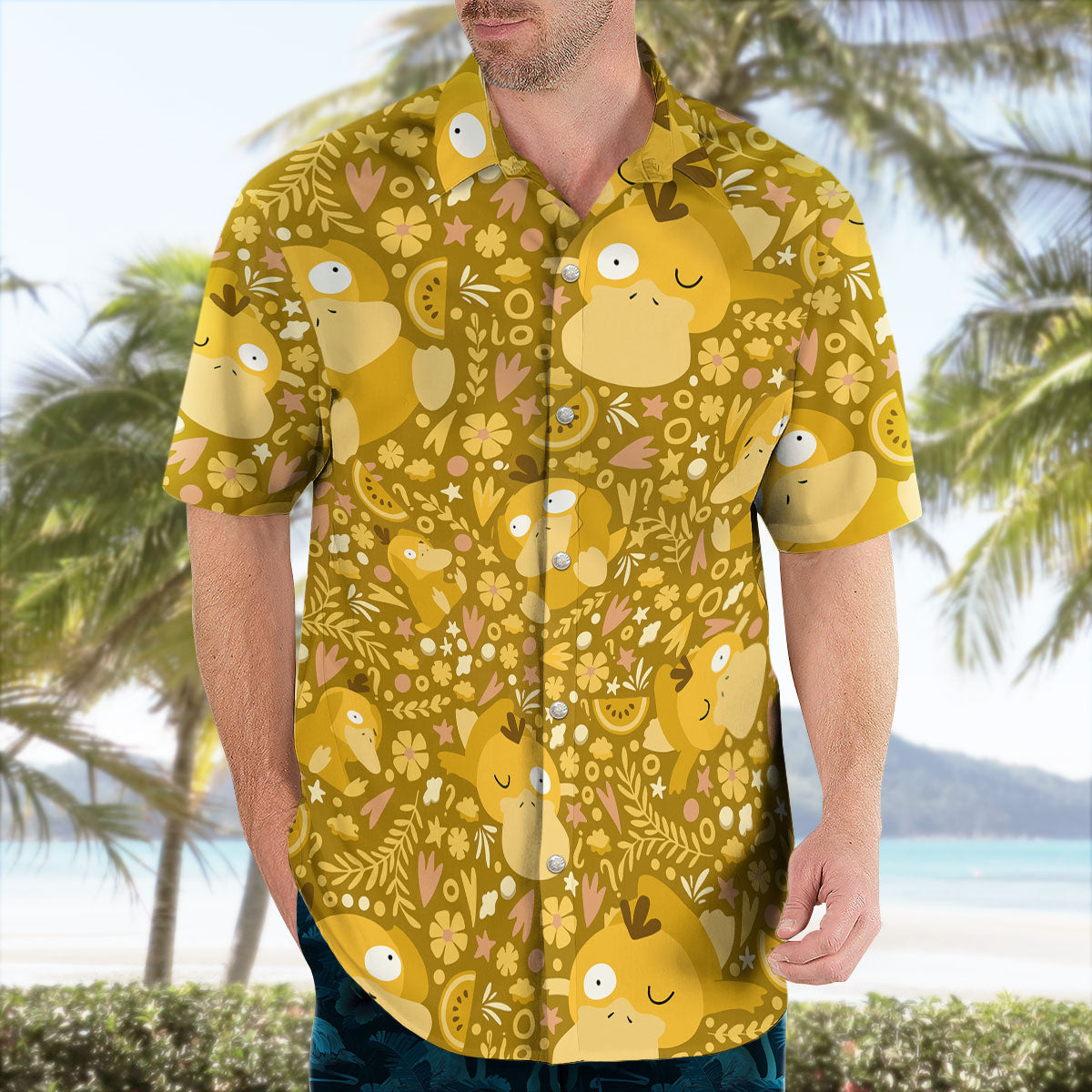 Mustard Yellow Floral Hawaiian Shirt