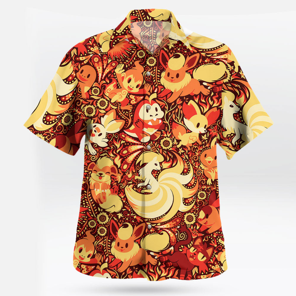 Fire-Type Pokemon Hawaiian Shirt Tropical Flame Style