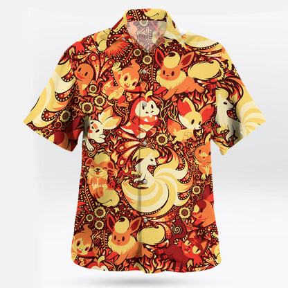 Fire-Type Pokemon Hawaiian Shirt Tropical Flame Style