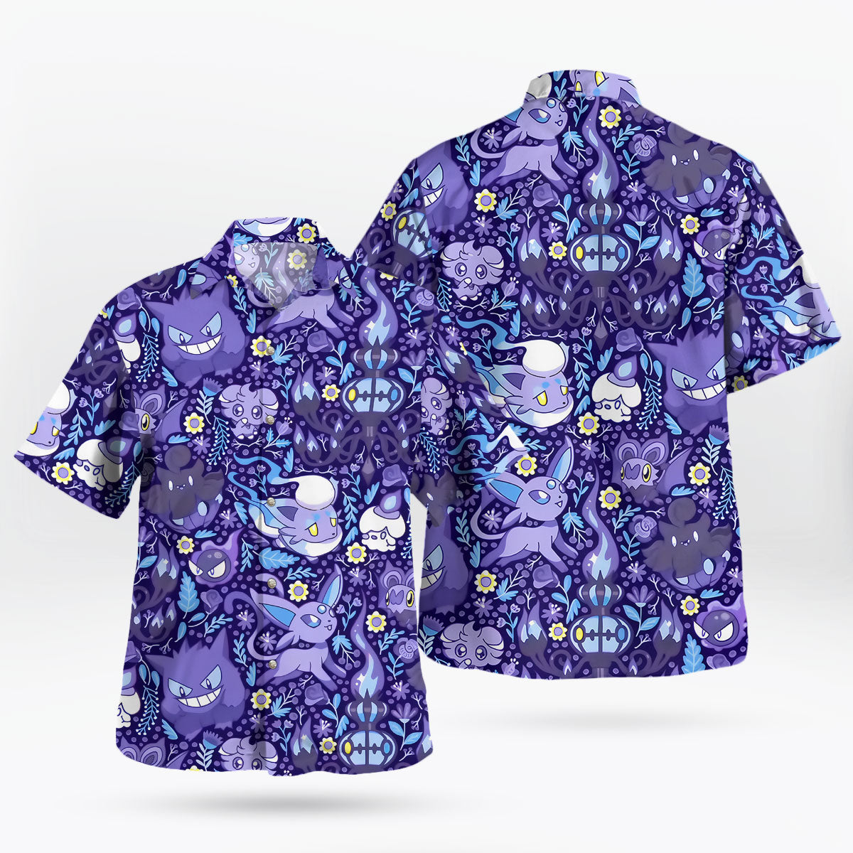 Ghost Type Purple Night Pattern Hawaiian Shirt