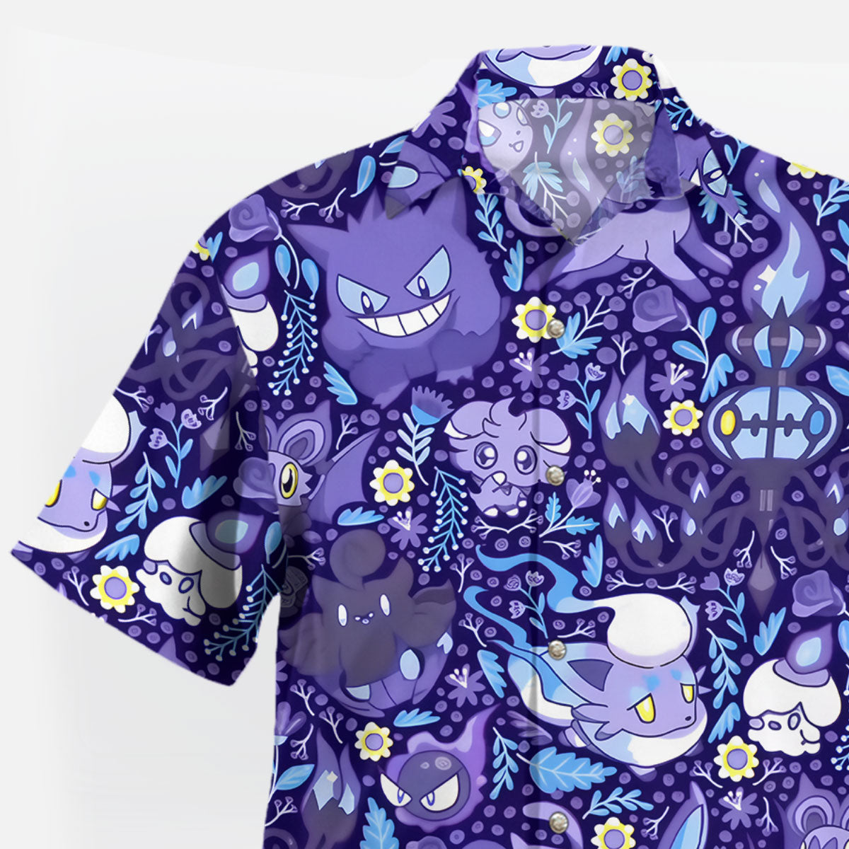 Ghost Type Purple Night Pattern Hawaiian Shirt