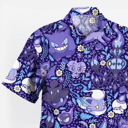 Ghost Type Purple Night Pattern Hawaiian Shirt