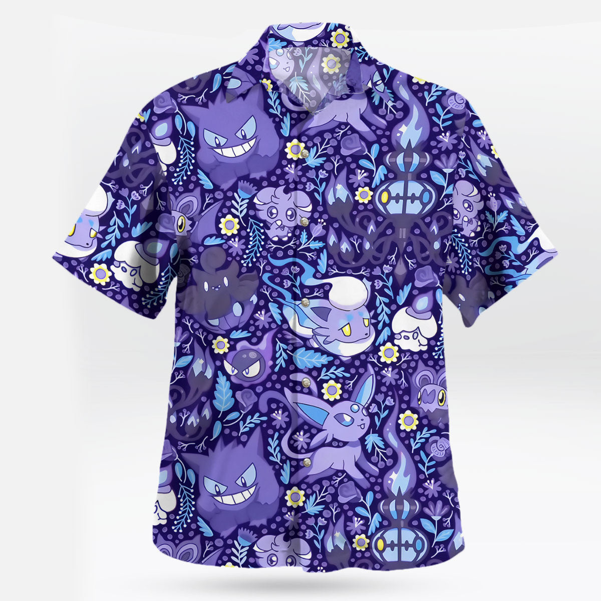 Ghost Type Pokémon Hawaiian Shirt Purple Night Pattern