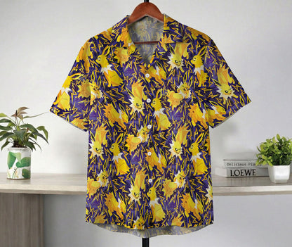 Anime Jolteon Electric Pattern Pokemon Hawaiian Shirt