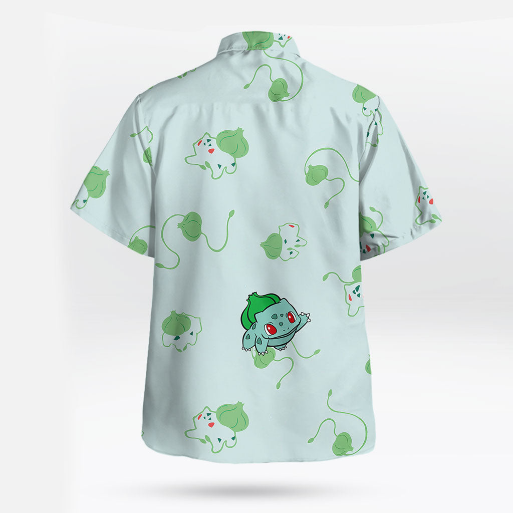 Cute Green Leaf Print Hawaiian Shirt